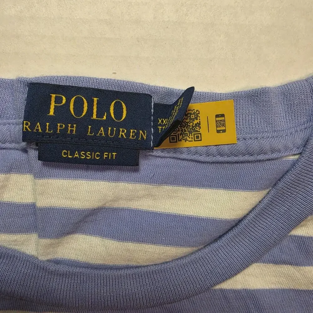 Polo Ralph Lauren Classic Fit Blue/White Striped Jersey Crewneck Tee Big 2X